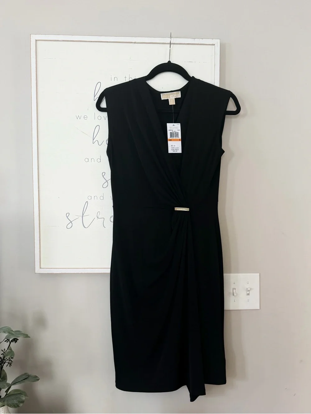 Brand New Michael Kors Sleeveless Wrap Little Black Cocktail Dress Size Small